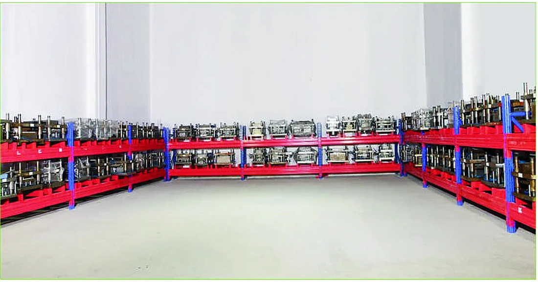 Mould storage in Factory floor, shown in the supplied aluminium-foil catalogue