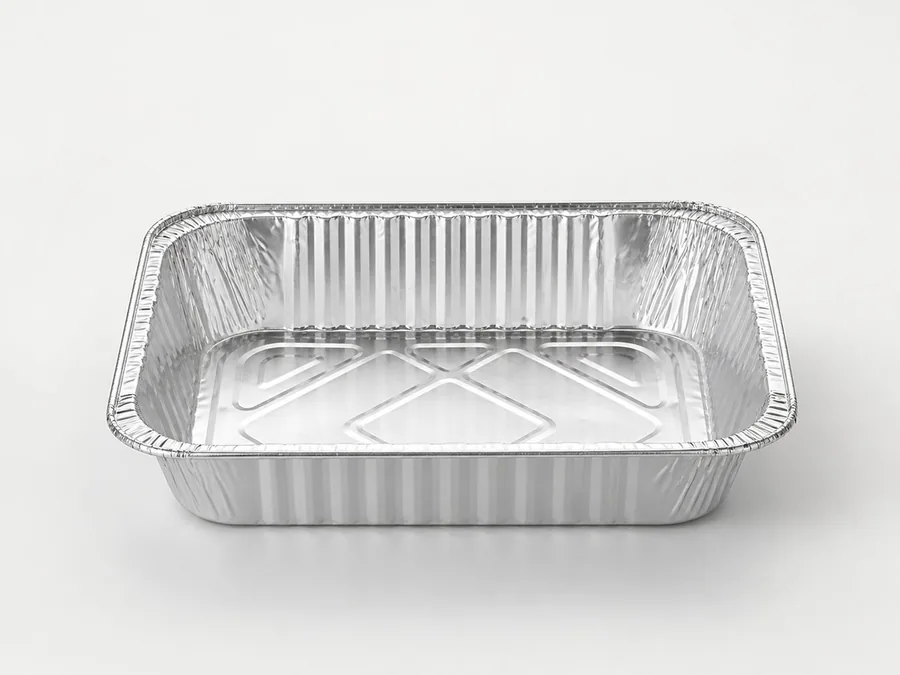 Wrinkle-wall aluminium takeaway container format illustration